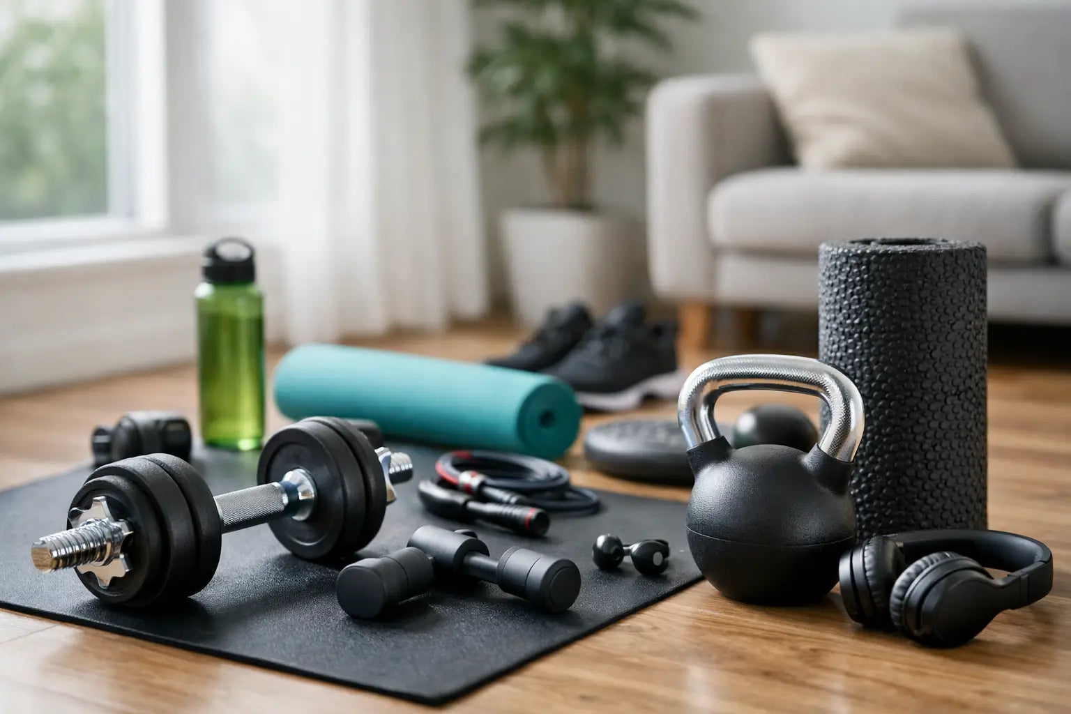 Sportaccessoires gebruiken voor thuisfitness