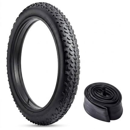 Fatbike Bandenset 20x4.0 – Buitenband met Noppenprofiel + Binnenband Autoventiel