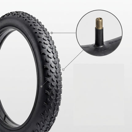 Fatbike Bandenset 20x4.0 – Buitenband met Noppenprofiel + Binnenband Autoventiel
