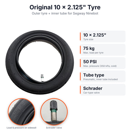 Ninebot buitenband 10x2.125 met binnenband – F25, F30, F40, D28, D40