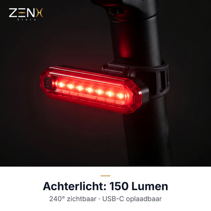 Fietslamp oplaadbaar – USB LED-set voor en achter, 250 lumen