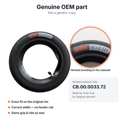 Ninebot buitenband 10x2.125 met binnenband – F25, F30, F40, D28, D40