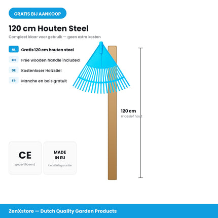 Verticuteerhark voor Graszaad – Professionele Tuinhark met gratis Houten Steel 120cm | ZenXstore