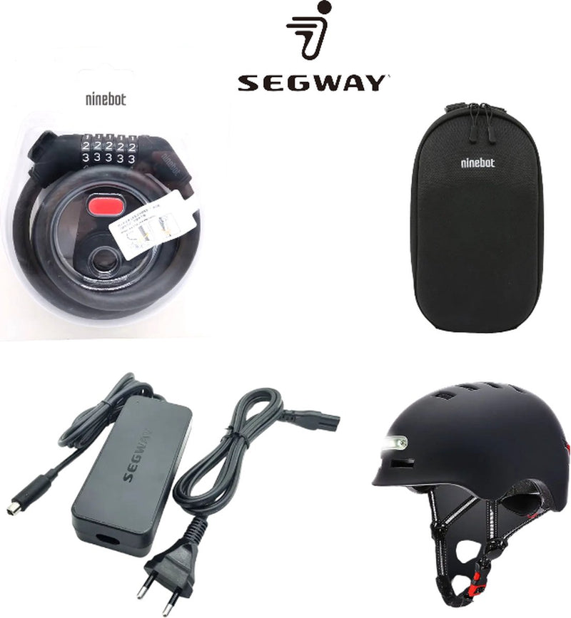 Segway Ninebot Starter Pack: Segway Accessoire Bundel: Helm met reflectoren, Segway oplader, Ninebot draagtas, Ninebot cijferslot- 4 in 1 bundel