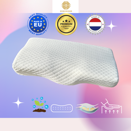 ZenXhome Orthopedisch traagschuim hoofdkussen met neksteun visco Serie-Orthopedisch  - Anti Nekklachten | 58x33x10 cm - ZenXstore