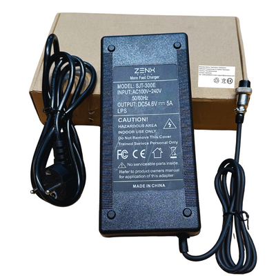 ZenX SJT-300E Snellader 54,6V 5A voor 48V E-bikes, Fatbikes en E-steps