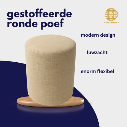Moderne beige zitpoef - multifunctioneel meubel voor woonkamer | ZenXstore