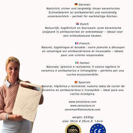 ZenXstore Porseleinen Snijplank – Onbreekbaar, Antibacterieel & Uniek Design – Hygiënisch & Vlekvrij Keukenaccessoire