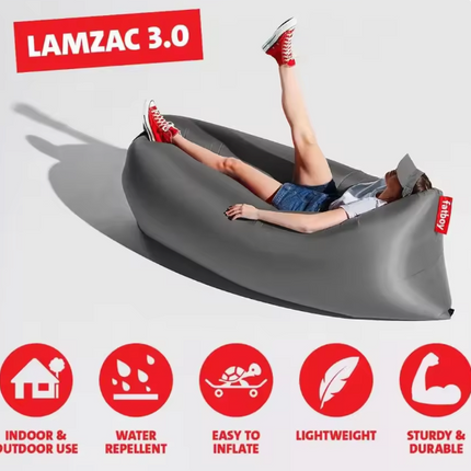 Fatboy Lamzac 3.0 Steel Grey | Opblaasbare Luchtbank Zonder Pomp