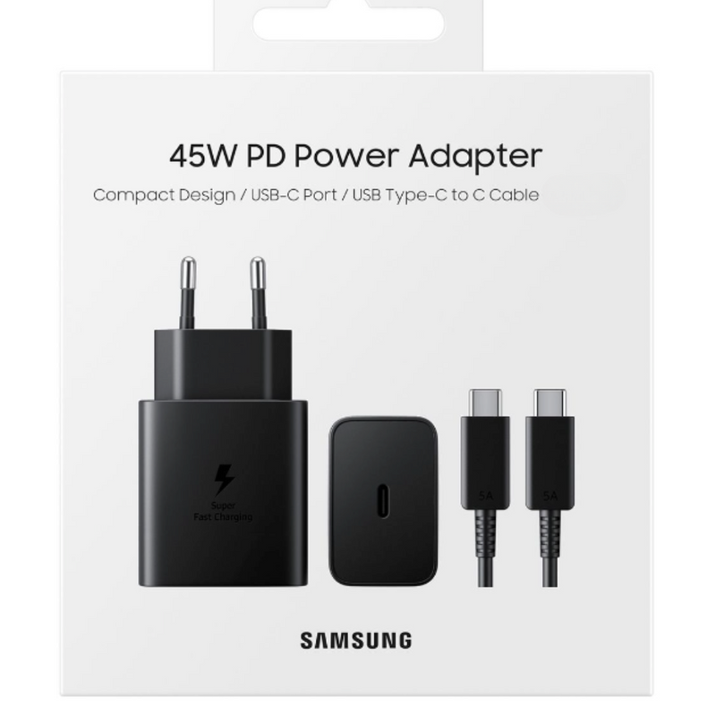 Samsung Originele Power Adapter met USB-C kabel - Oplader - USB-C aansluiting - Fast Charge - 45 Watt - Zwart