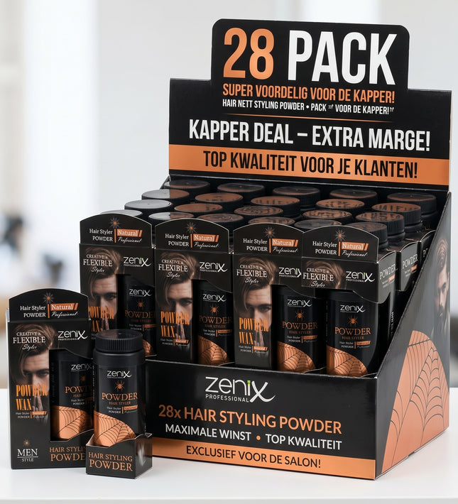 Zenix powder wax Natural, toonbankdoos met 28 stuks voor kappers | ZenXstore