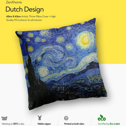 Dutch Design Sierkussens bij ZenXhome “The Stary Night Vincent” 40X40 inclusief kussens - ZenXstore