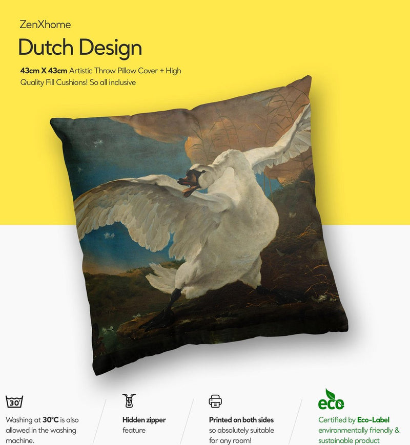 Dutch Design Sierkussens bij ZenXhome “The Threatened Swan” 40X40 inclusief kussens