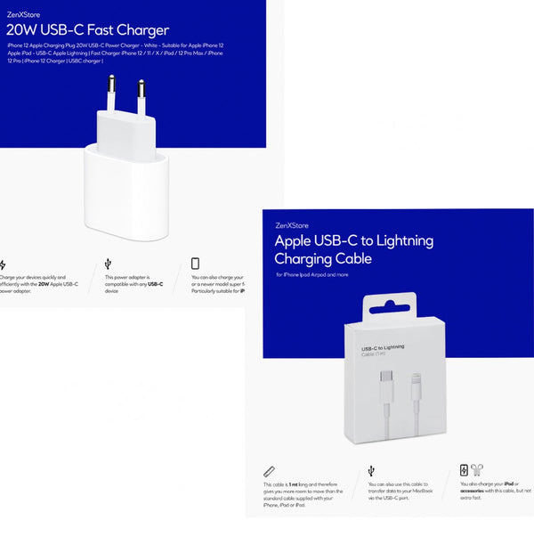 Apple Lightning naar Usb C Kabel 1 Meter + Apple 20W adapter