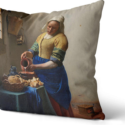 Sierkussens Dutch Design uit Rijksmuseum bij ZenXhome “Het melkmeisje” Vermeer 43X43 inclusief kussens - ZenXstore