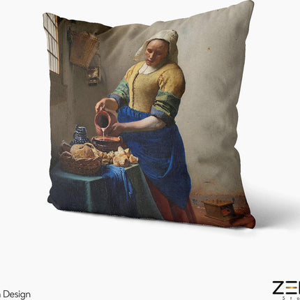 Sierkussens Dutch Design uit Rijksmuseum bij ZenXhome “Het melkmeisje” Vermeer 43X43 inclusief kussens - ZenXstore