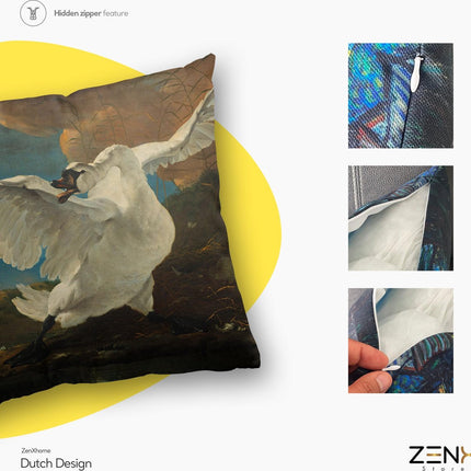 Dutch Design Sierkussens bij ZenXhome “The Threatened Swan” 40X40 inclusief kussens - ZenXstore