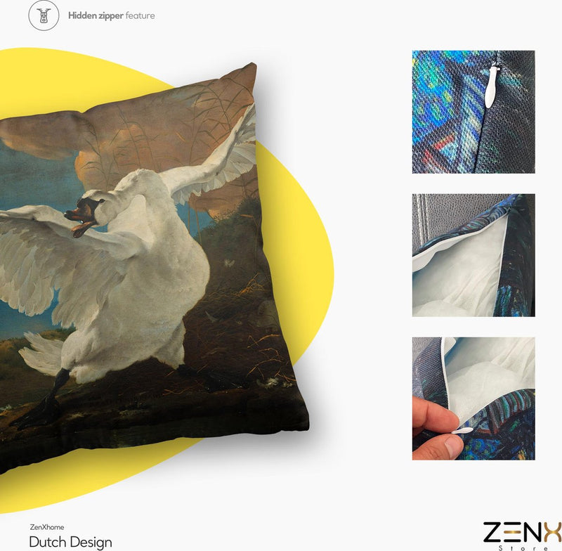 Dutch Design Sierkussens bij ZenXhome “The Threatened Swan” 40X40 inclusief kussens