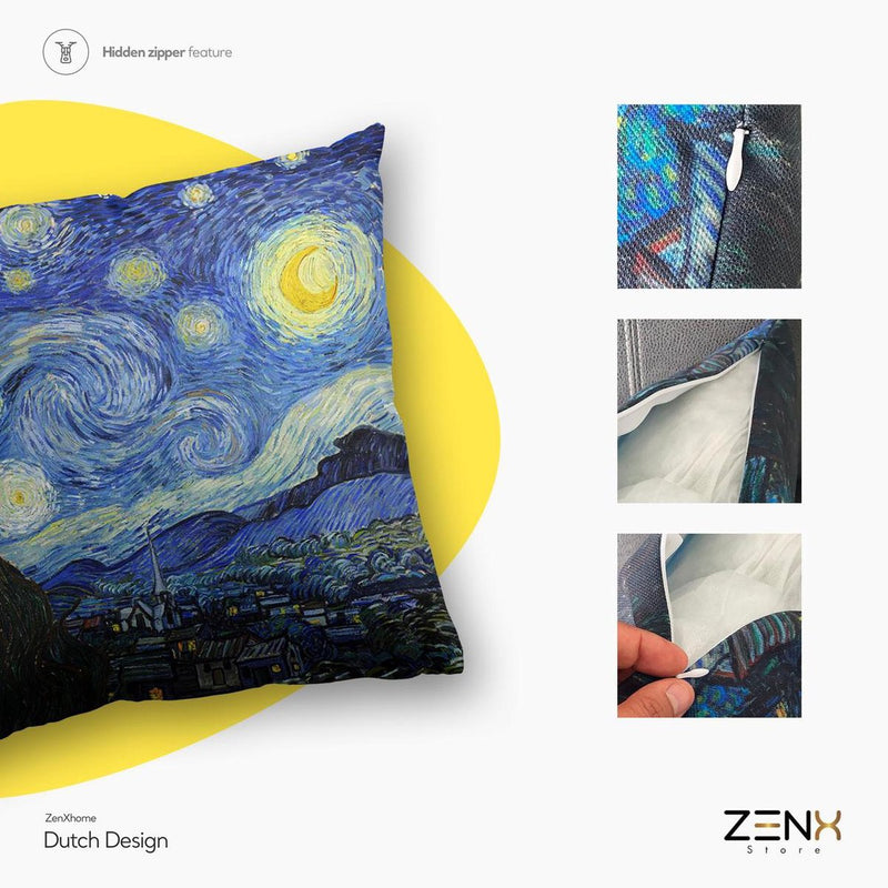 Dutch Design Sierkussens bij ZenXhome “The Stary Night Vincent” 40X40 inclusief kussens