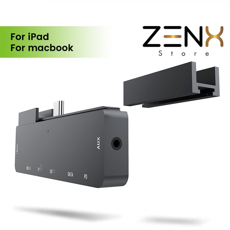 ZenXstore IPAD USB-C Hub - USB Splitter - 4 Poort - Kabel van 30cm - USB-C DATA - USB 3.0 - Aluminium - Space Grey