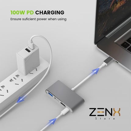 USB C Hub 6 in 1 - USB C naar USB - USB C dock - USB 3.0 - 4K UHD HDMI - Voor Mac Book / IPAD / Apple / Chromebook / HP / Asus / Lenovo - Ethernet - ZenXstore® - ZenXstore