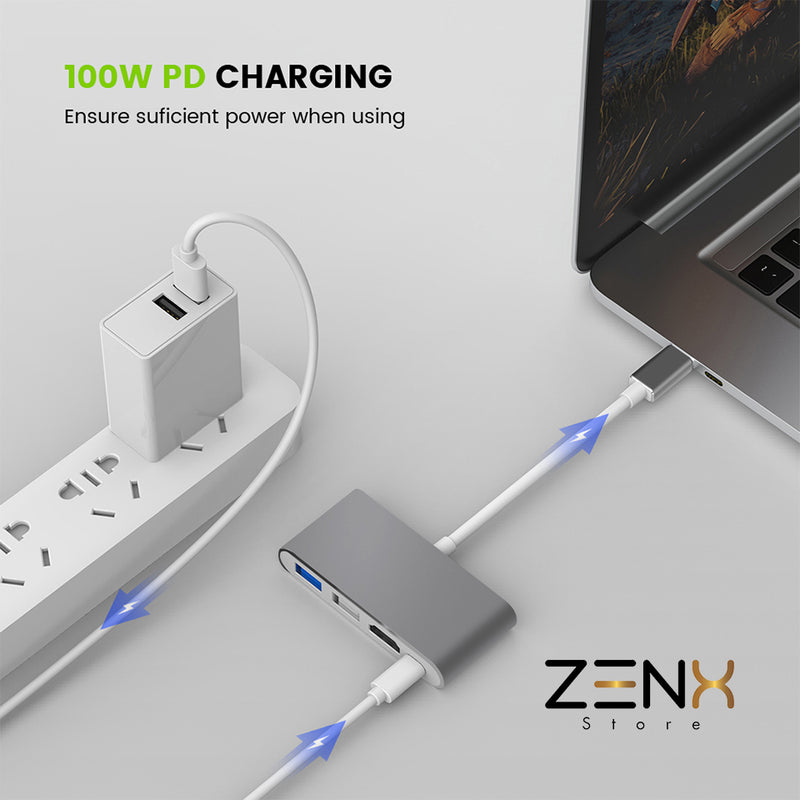 USB C Hub 6 in 1 - USB C naar USB - USB C dock - USB 3.0 - 4K UHD HDMI - Voor Mac Book / IPAD / Apple / Chromebook / HP / Asus / Lenovo - Ethernet - ZenXstore®