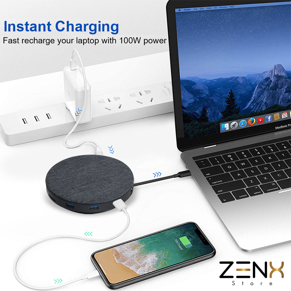 USB-C Hub 11-in-1 ZenXstore™ Met een Draadloos Oplader - ZenXstore