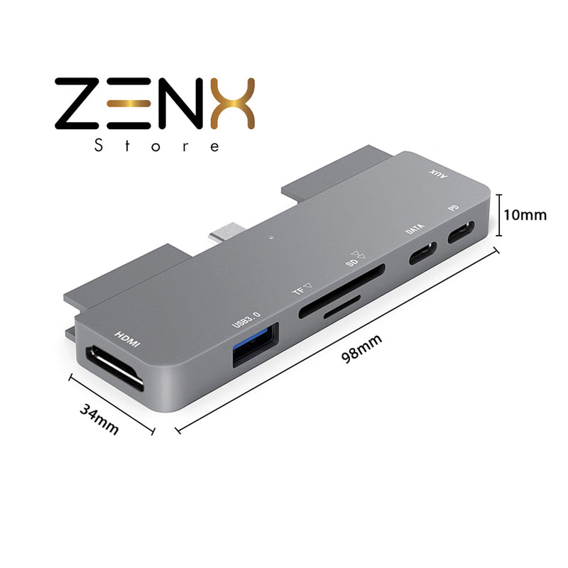 ZenXstore IPAD USB-C Hub - USB Splitter - 4 Poort - Kabel van 30cm - USB-C DATA - USB 3.0 - Aluminium - Space Grey