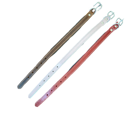 ZenXstore Halsband Hond 100% Echt Leer met beschermend laagje verschillende kleuren 38cm X 2cm - ZenXstore
