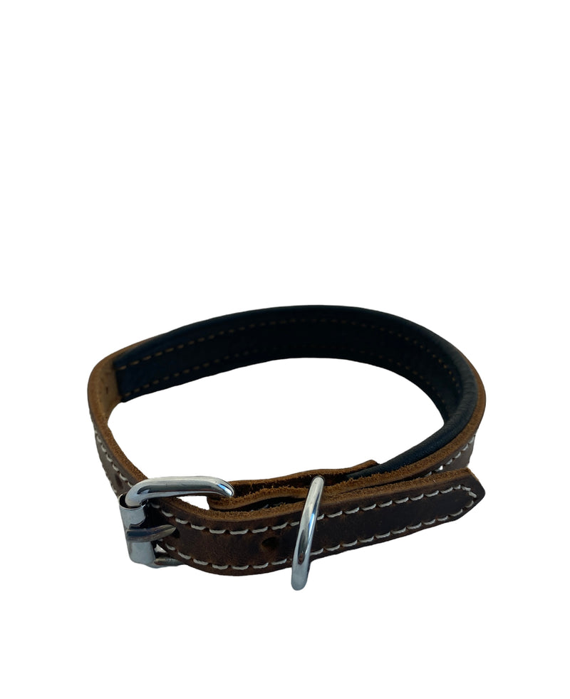 ZenXstore Halsband Hond 100% Echt Leer met beschermend laagje verschillende kleuren 38cm X 2cm