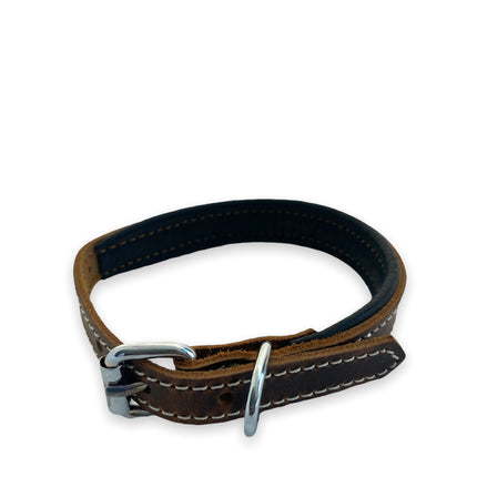 ZenXstore Halsband Hond 100% Echt Leer met beschermend laagje verschillende kleuren 38cm X 2cm - ZenXstore