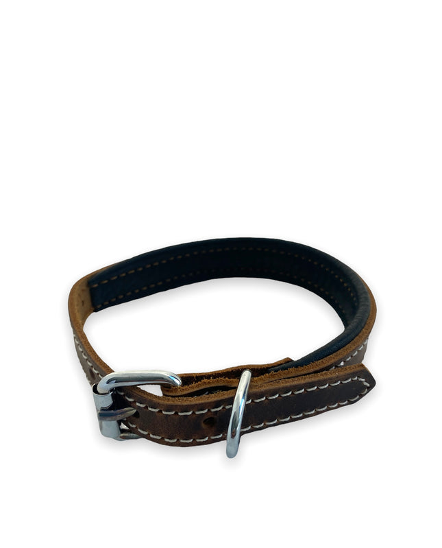ZenXstore Halsband Hond 100% Echt Leer met beschermend laagje verschillende kleuren 38cm X 2cm - ZenXstore