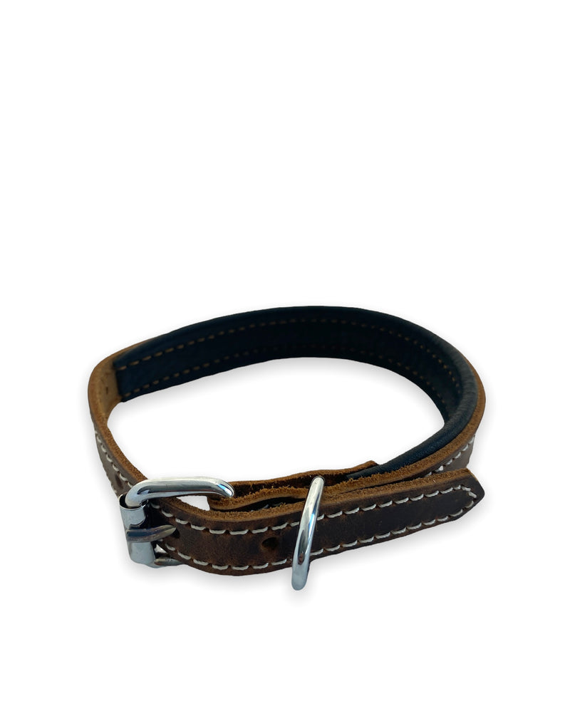 ZenXstore Halsband Hond 100% Echt Leer met beschermend laagje verschillende kleuren 38cm X 2cm