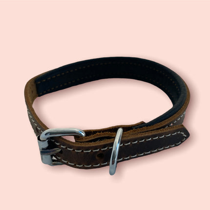 ZenXstore Halsband Hond 100% Echt Leer met beschermend laagje verschillende kleuren 38cm X 2cm - ZenXstore