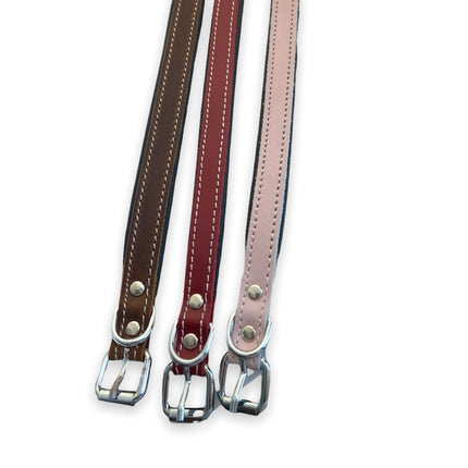 ZenXstore Halsband Hond 100% Echt Leer met beschermend laagje verschillende kleuren 38cm X 2cm - ZenXstore