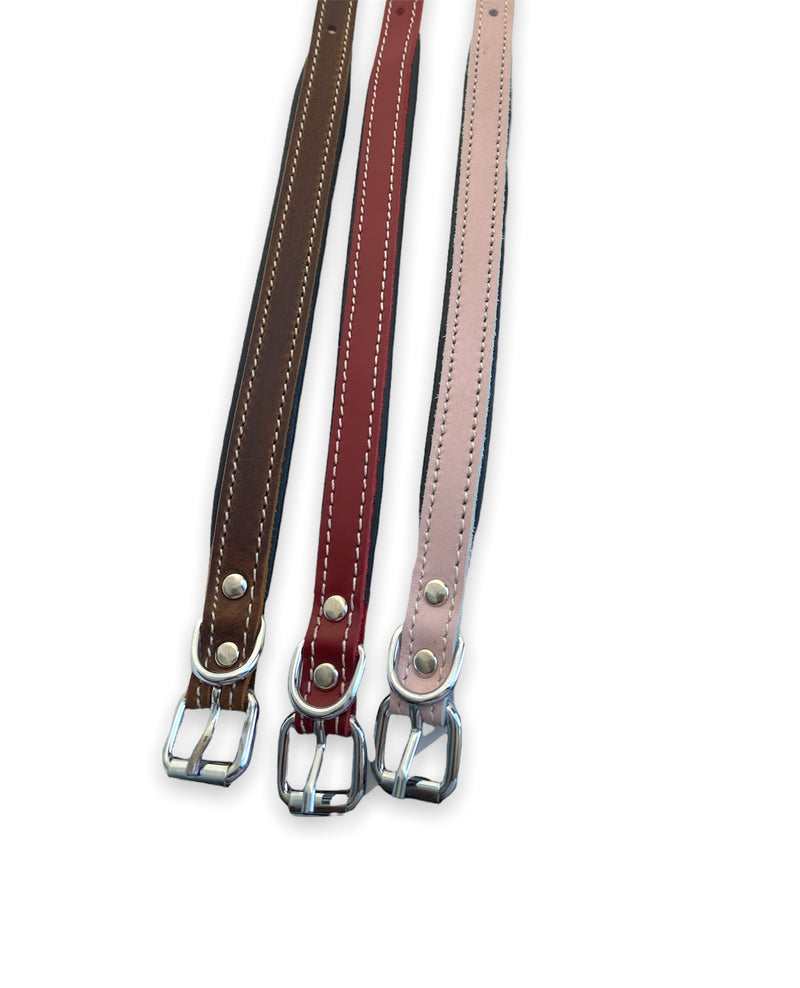 ZenXstore Halsband Hond 100% Echt Leer met beschermend laagje verschillende kleuren 38cm X 2cm