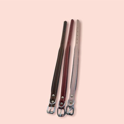ZenXstore Halsband Hond 100% Echt Leer met beschermend laagje verschillende kleuren 38cm X 2cm - ZenXstore