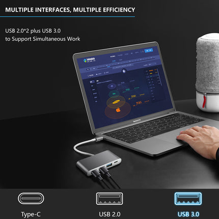 USB C Hub 6 in 1 - USB splitter - USB C dock - USB 3.0 - 4K UHD HDMI - Apple / Chromebook / HP / Asus / Lenovo - Ethernet - ZenXstore® - ZenXstore