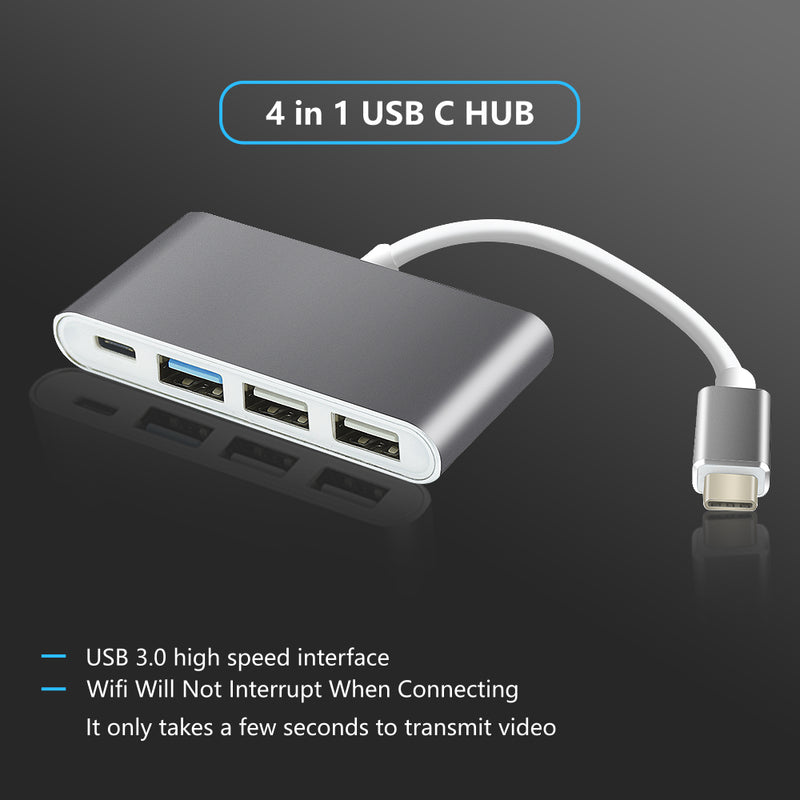 USB C Hub 6 in 1 - USB splitter - USB C dock - USB 3.0 - 4K UHD HDMI - Apple / Chromebook / HP / Asus / Lenovo - Ethernet - ZenXstore®