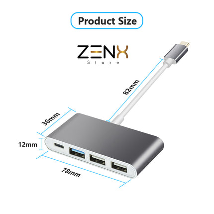 USB C Hub 6 in 1 - USB splitter - USB C dock - USB 3.0 - 4K UHD HDMI - Apple / Chromebook / HP / Asus / Lenovo - Ethernet - ZenXstore® - ZenXstore