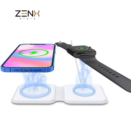 MagSafe Draadloze Oplader - 2 In 1 Wireless Charger geschikt Voor alle Apple Watch- ultra en iPhone 12-13-14-15 Series - ZenXstore