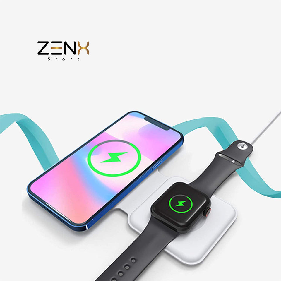 MagSafe Draadloze Oplader - 2 In 1 Wireless Charger geschikt Voor alle Apple Watch- ultra en iPhone 12-13-14-15 Series - ZenXstore